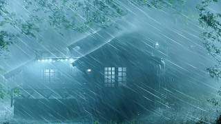 Overcome Stress & Sleep Instantly ⛈️ INTENSE Rainstorm on Tin Roof, Powerful Thunder & Strong Wind