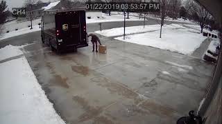 UPS Delivery Guy Vs Icy Driveway