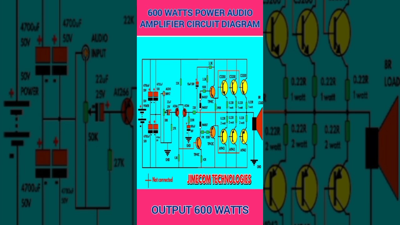 Amazing 600W audio amplifier circuit diagram #27 #circuitmaker #audioamplifier #schematics