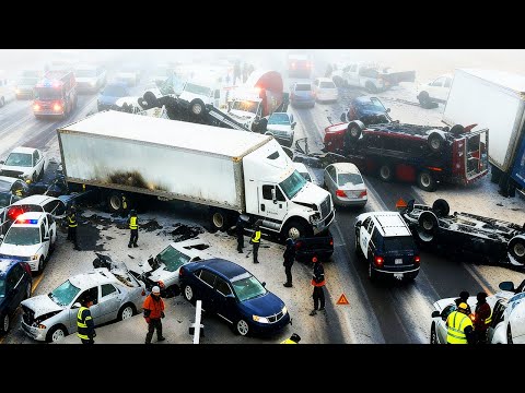 Chaos in California !☁️ Dense Fog Triggers Massive Multi-Vehicle Pileup on Highway 99 |Tulare County