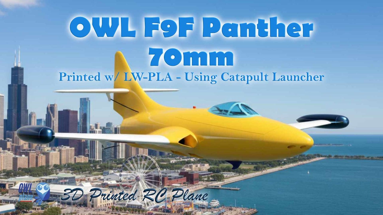 3D Printed RC Plane | OWL F9F Panther 70mm EDF - 6s 2200mAh LW-PLA no-infill Part #1/2
