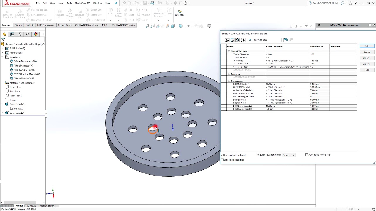 Using Equations in Solidworks (EngineeringTechnik.com)