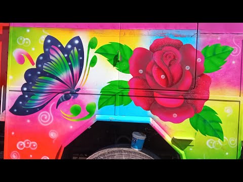 Rose🌹and butterfly🦋 design on car /soumitra art