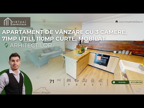 Apartament de vanzare in Sibiu cu 3 camere, 71mp utili, 110mp curte, mobilat