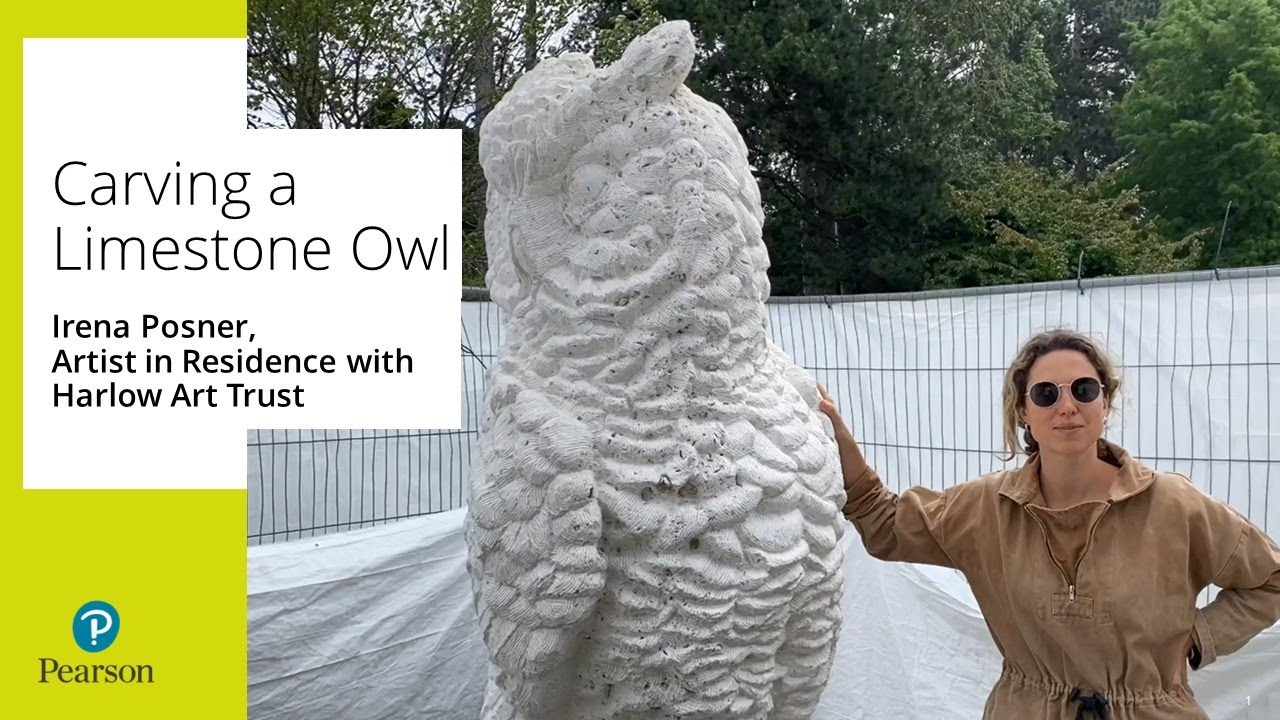 Carving a Limestone Owl | Irena Posner, Artist in Residence with Harlow Art Trust