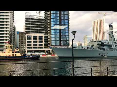 HMS Westminster sailing into London for a brief visit.