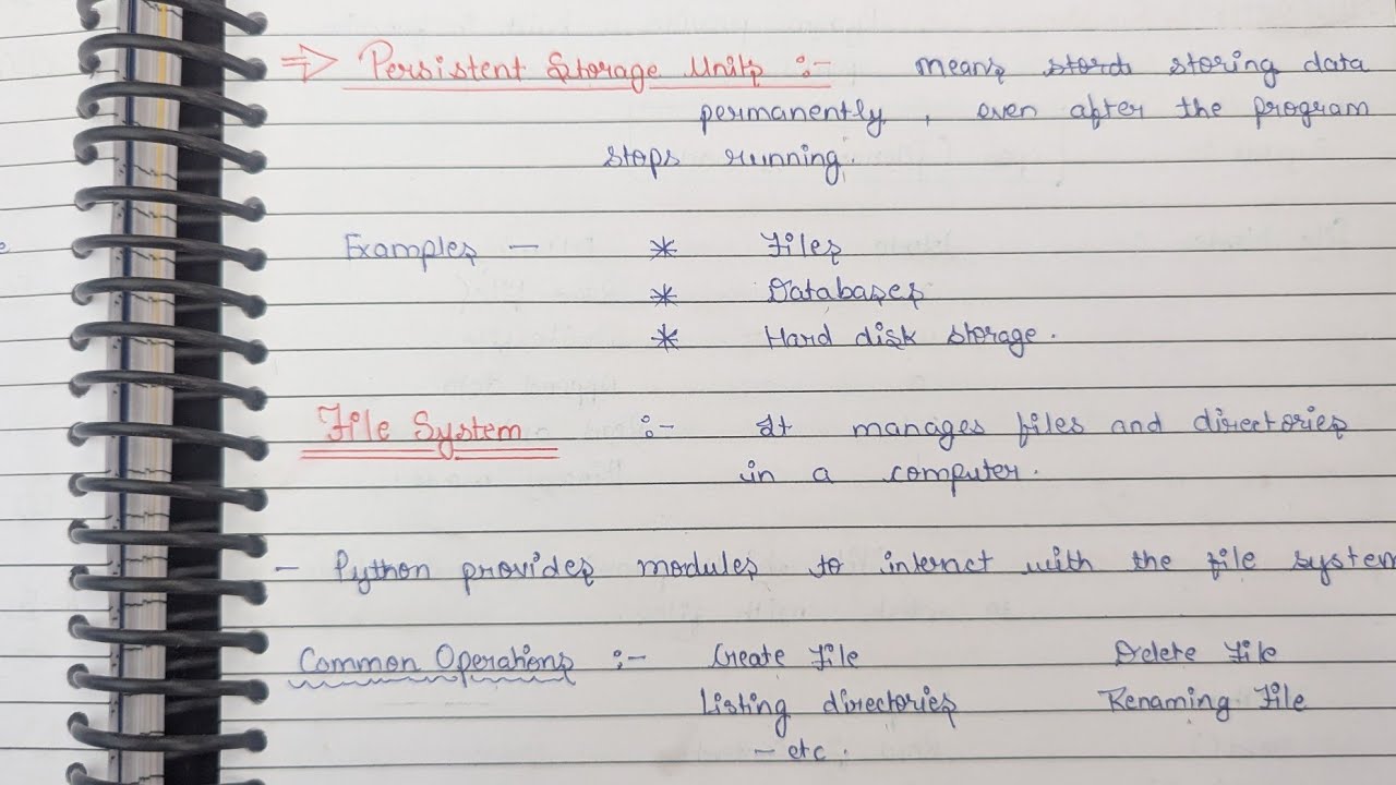 Python Lec 13 || Persistent Storage Units | File System | File Objects, Built-in Functions, Methods 
