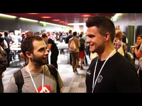Todd Motto chats with Olivier Combe during Angular Connect 2016