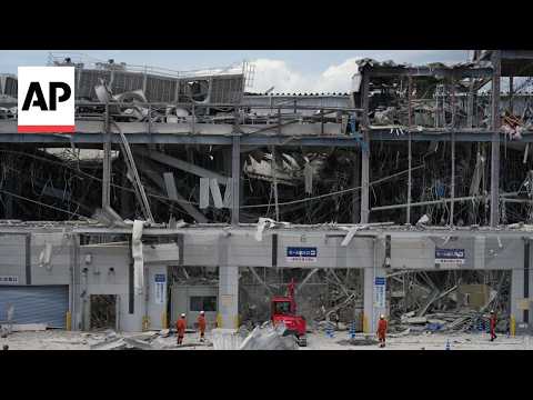 Video Thumbnail: Search on for survivors in Aeon mall after second floor collapsed in Japan earthquake