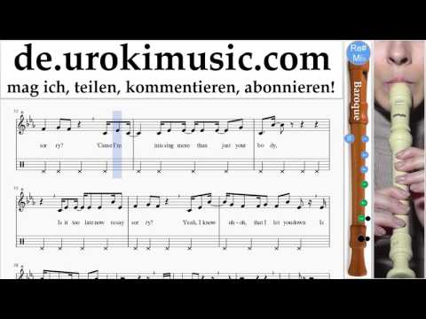 Blockflötenunterricht B. Justin Bieber - Sorry Noten Lernen Teil#2 um-i995