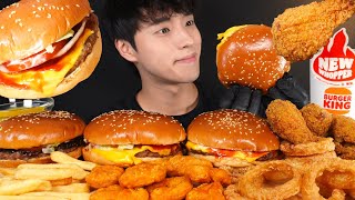 ASMR MUKBANG BURGER KING NEW WHOPPER & CHICKEN NUGGETS & ONION RINGS & FRENCH FRIES & FRIES CHICKEN