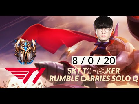SKT T1 FAKER DESTROYS MID WITH RUMBLE Challenger Solo Queue VOD - League of Legends [LoL]
