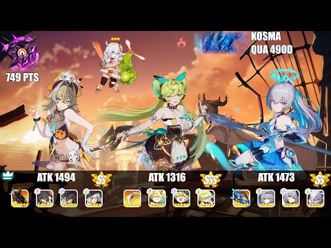 Honkai Impact 3rd : EX Abyss Nirvana 490D : Kosma (QUA) 749 Pts : HC(SS1), CN(SSS), HoTr(SS0)