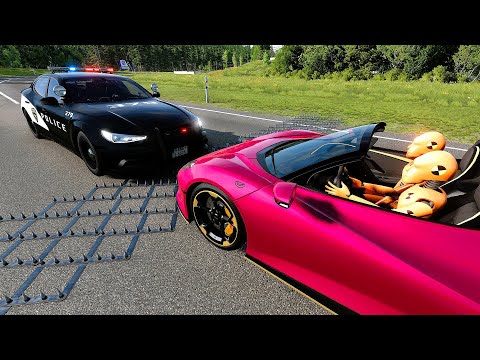 DEADLY Spike Strip High Speed Crashes #1 BeamNG.Drive — NSC Engines