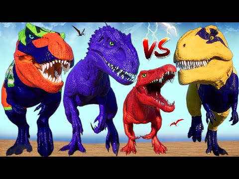 Aquaman Carnotaurus & Albertosaurus Vs Spinosaurus T-REX Jurassic World Evolution 2 Dinosaurs Battle