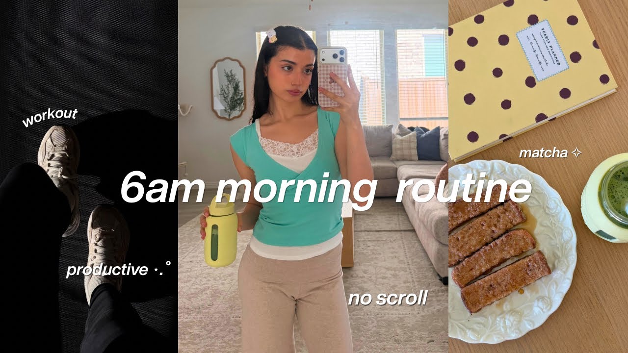 6am productive morning routine | working out, matcha at home, no scroll habits, brandy melville haul