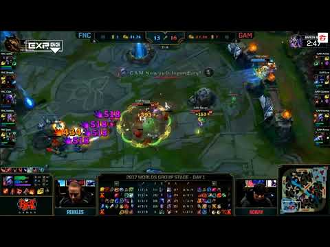 2017《英雄聯盟》小組賽 D1G4 FNC v, GAM GAM兵長Levi不畏3夾2硬帶走兩顆人頭+小皰嗑藥奪下4連殺 打出一波GG會戰\GPL/太神了送你們兩段