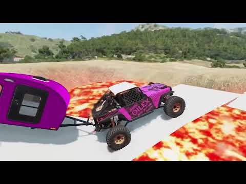 Cars vs Giant Lava Pit vs Train vs Air - BeamNG.drive 10 hours compilation