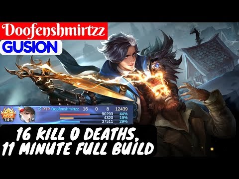 16 Kill 0 Deaths, 11 Minute Full Build [S7 Top Global 2 Gusion] | Doofenshmirtzz Gusion Gameplay
