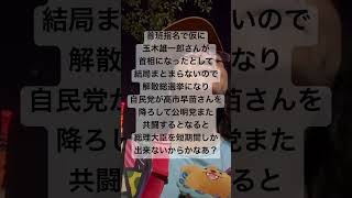 首班指名で仮に玉木雄一郎さんが首相になったとして結局まとまらないので解散総選挙になり自民党が高市早苗さんを降ろして公明党また共闘するとなると総理大臣を短期間しか出来ないからかなあ？
