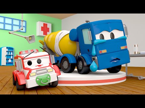 Amber L'Ambulance -  Christopher la bétonnière et Charlie la grue - Dessin animé de camions