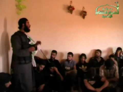 خطبة لرفع معنويات عناصر لواء الحرمين قبل اقتحام كتيبة النقل في بصر الحرير في ريف درعا