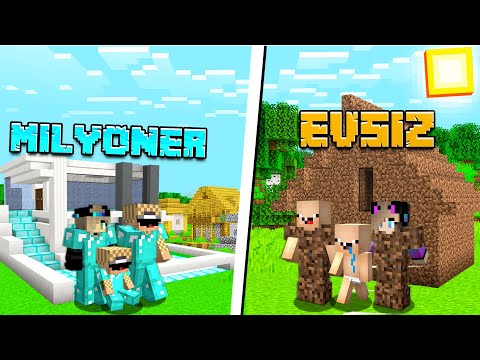 EVSİZ EV VS MİLYONER EV 😱 - Minecraft