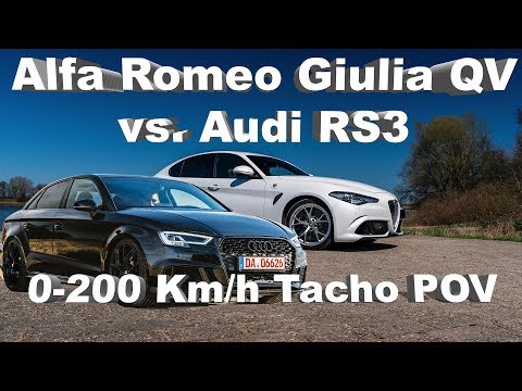 Alfa Romeo Giulia QV vs. Audi RS3 0-200 Km/h Tacho POV