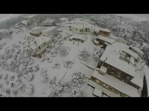 Ο χιονιάς στην Κερά Ηρακλείου από ψηλά (βίντεο)