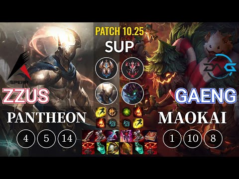 ASP Zzus Pantheon vs DFM Gaeng Maokai Sup - KR Patch 10.25
