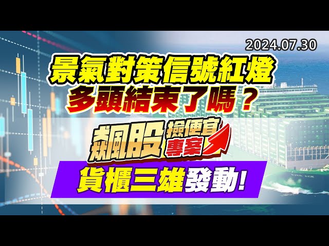 20240730《股市最錢線》#高閔漳 “景氣對策信號紅燈，多頭結束了嗎？”“飆股撿便宜專案，貨櫃三雄發動！”
