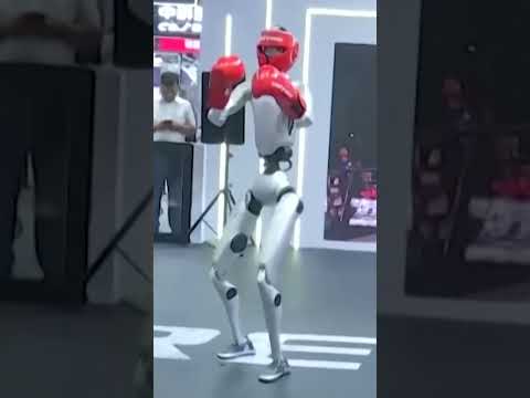 Un hombre se enfrenta a un robot durante una exhibición en China #shorts