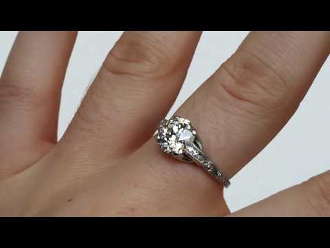 Edwardian Platinum GIA Certified 2.01ct Circular Brilliant Cut Diamond Engagement Ring - VEG#954