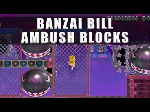 Super Mario Maker 2 Banzai Bill Ambush and how to smash the blocks to get the 10 coin