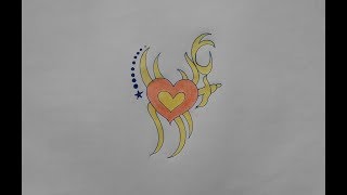 How to draw a tattoo of heart step by step easy | Easy tattoos drawing | Ratan drawing studio