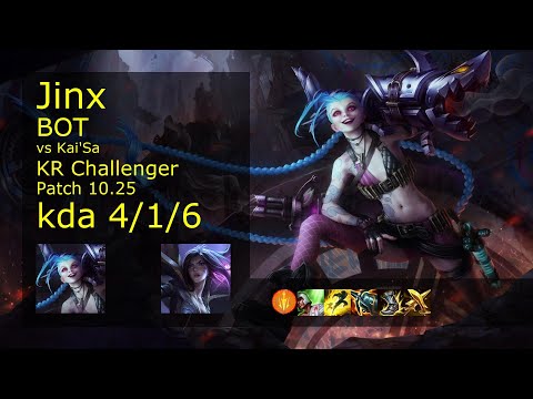 Jinx ADC & Thresh vs Kai'Sa & Galio - KR Challenger 4/1/6 Patch 10.25 Gameplay // [롤] 징크스 vs 카이사