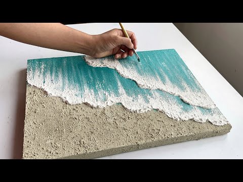 DIY Sea Texture Painting Mixing With Sand and sandstone Texture | Ocean Waves Textured Art