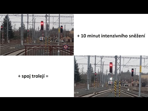 RegioPanter 440 010 na Os 6272 a 6277 v Jaroměři + namrzlá trolej +styk trolejí = elektrický oblouk