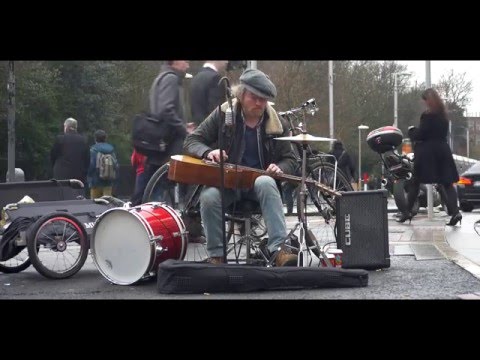 NC Lawlor - Amazing slide guitar musician busking on Grafton Street, Dublin, Ireland