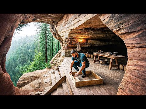 TIMELAPSE : 360 Days Building a Shelter Under a Giant Rock to Survive Alone