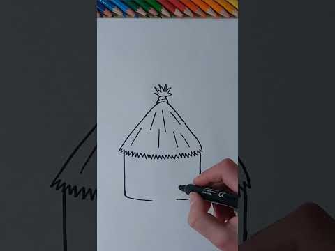 How to draw easy... a Hut✨️🛖 #shorts