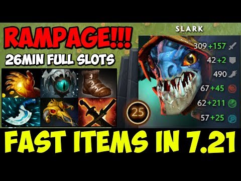 7Min Midas [Slark] How to Super Fast Items 900GPM 26Min Full Slotted Rampage 7.21 Dota 2 Full Game