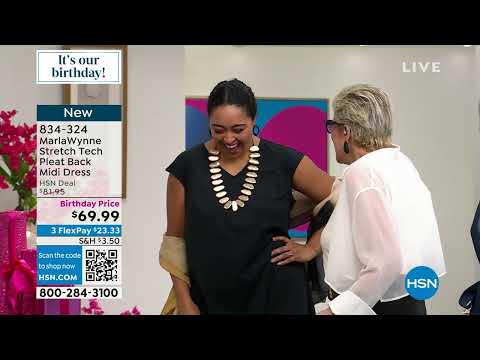 MarlaWynne Stretch Tech Pleat Back Midi Dress