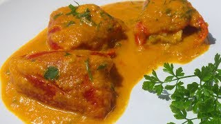 Pimientos Rellenos de Gambas y Champiñones