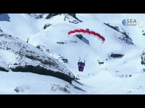 Jumping From A Helicopter Into An Active Volcano