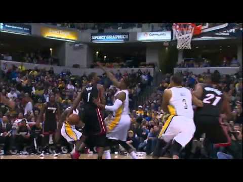 Chris Bosh Behind the back Pass to Hassan Whiteside Jam Heat vs Pacers December 31, 2014 NBA