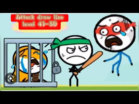 Attack Draw Line (WEEGOON)Gameplay Walkthrough - All Levels 41-59 - Funny Stickman Brain Puzzle Game