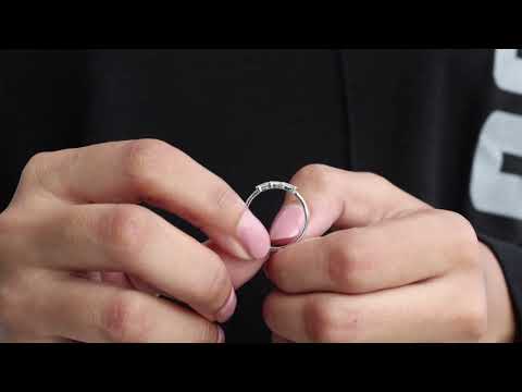 Bar Set Baguette and Round Cut Moissanite Stackable Ring