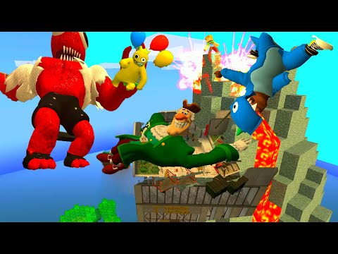 Dr livesey fall and Jampe vs Rainbow Friends ragdoll GMOD try not to die npc