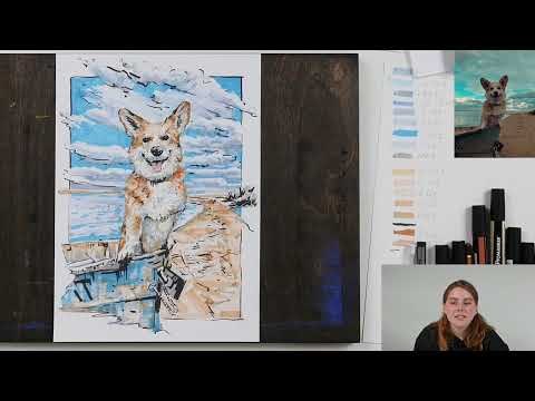 Бесплатный мастер-класс по иллюстрации маркерами «Корги» 2 ч